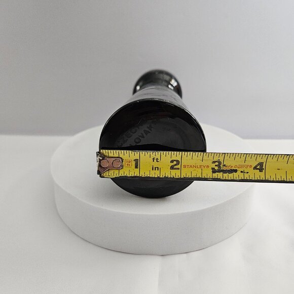 Czechoslovakian Pottery Vase Black Hand-Etched Bird Motif Gloss Finish 6.5"t - Picture 13 of 16